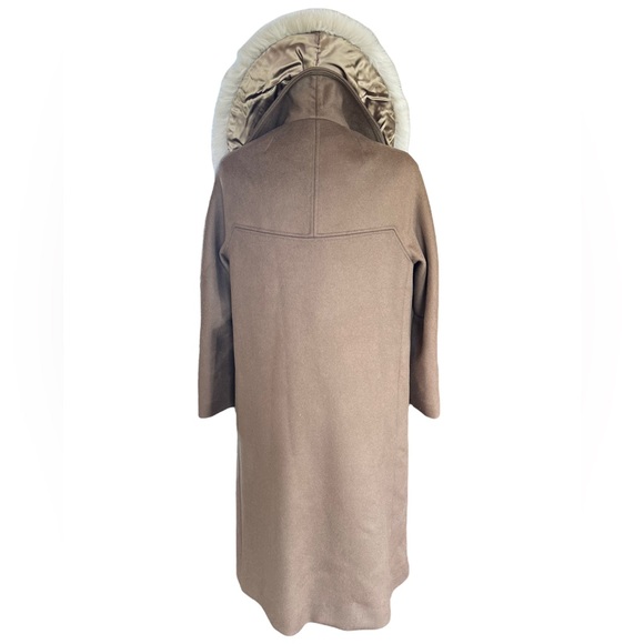 100% Wool Camel Mid-Length Trench Coat Vintage 60’s Blue Fox Collar Medium Vntg - Picture 6 of 16